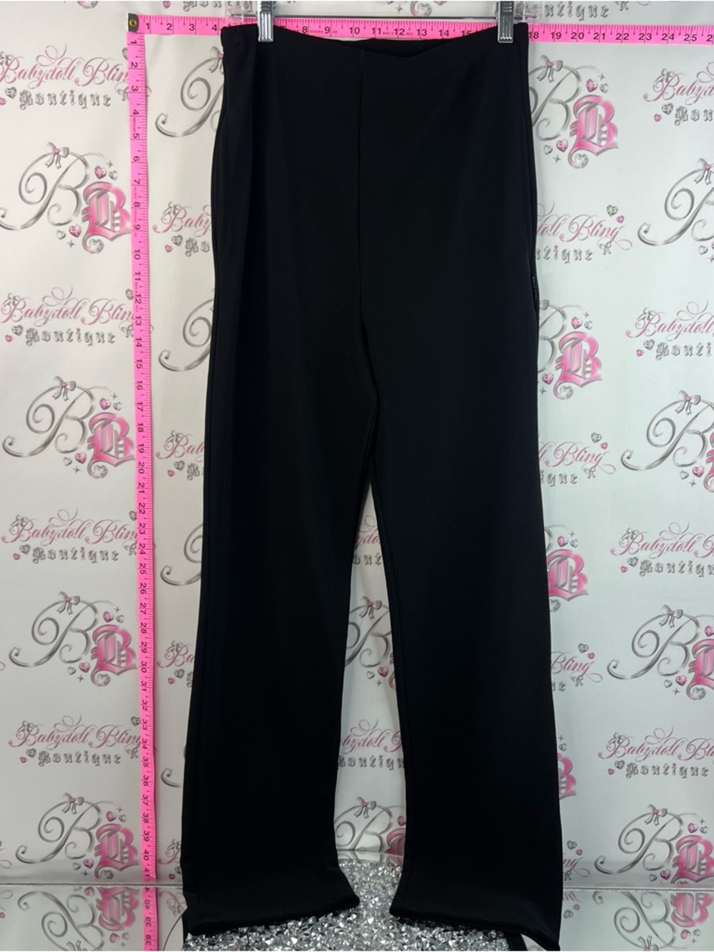 Higher state pants vtg Classic Black Wide-Leg Pants - Women's Stretch Trousers